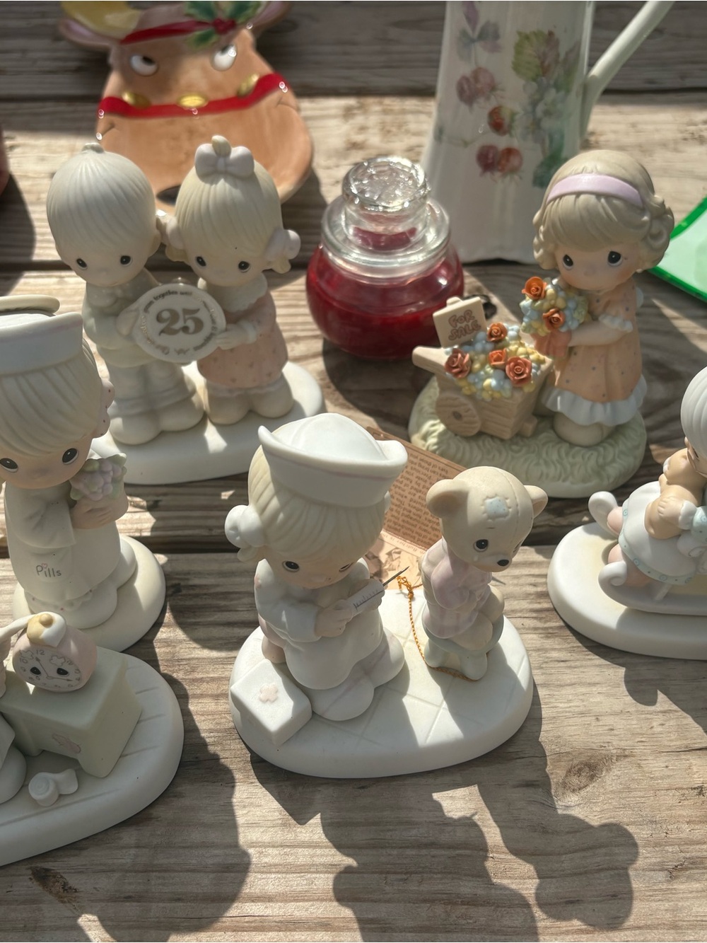 Precious Moments Cream Porcelain Figurine Set with Pastel Accents